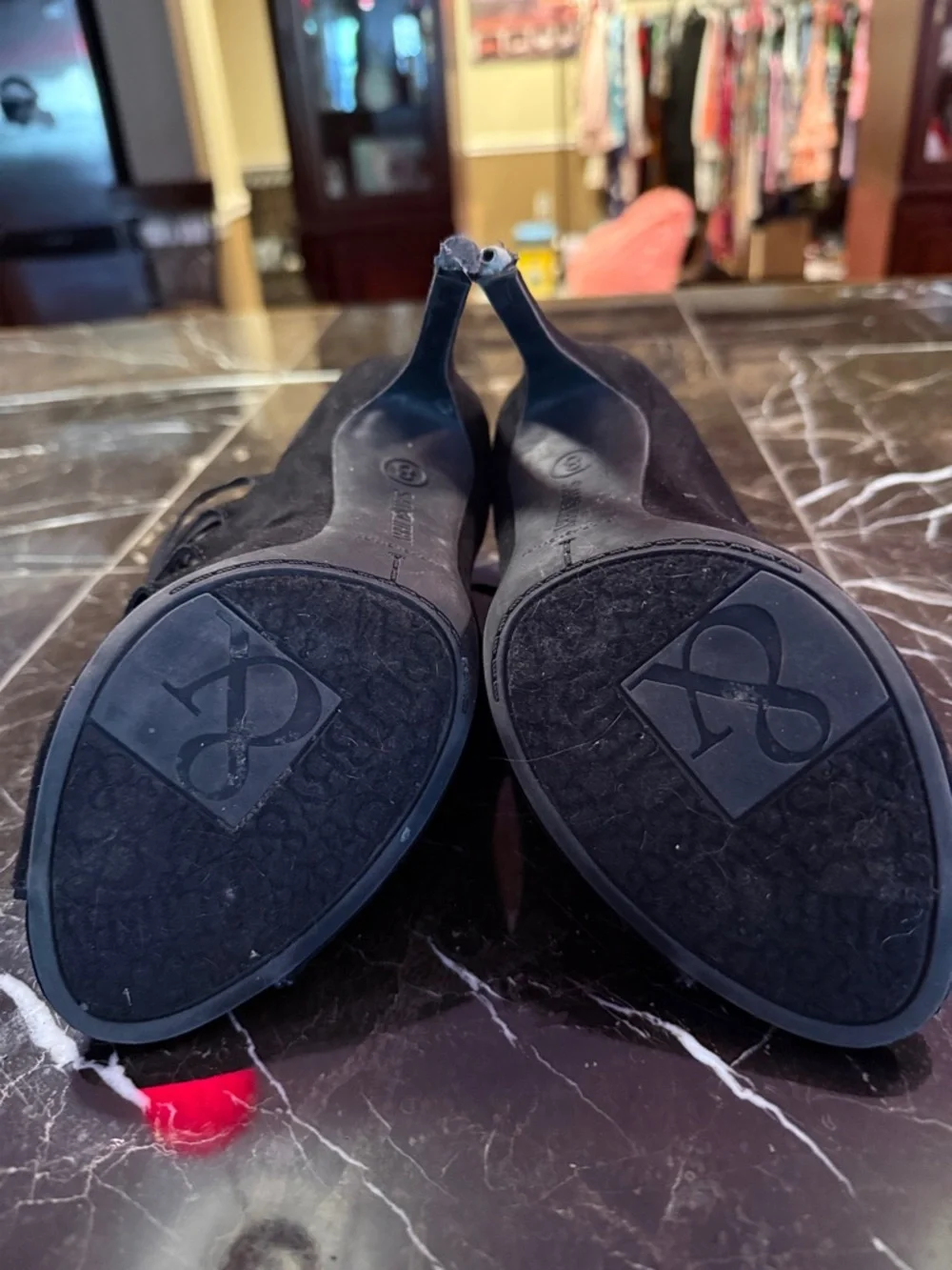 Sam & Libby size 8 black peep toe lace up heels - Picture 6 of 10